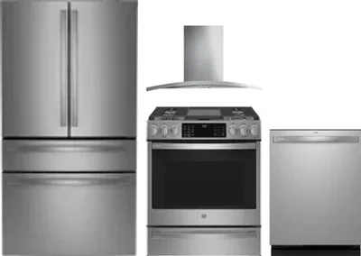 4 Piece Package Includes Refrigerator, Range, Hood And Dishwasher